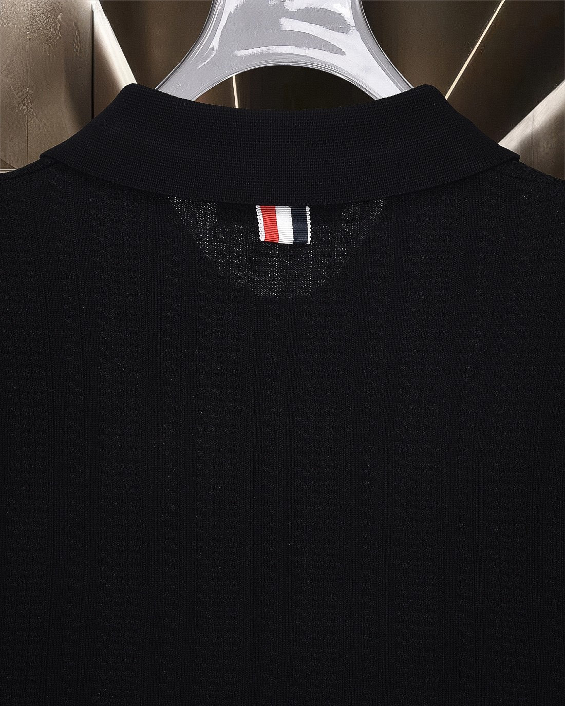 Four-Bar Stripe Knit Polo | Thom Browne