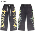 Vale Forever Vintage Black Gradient Flame Print Wide Leg Sweatpants）