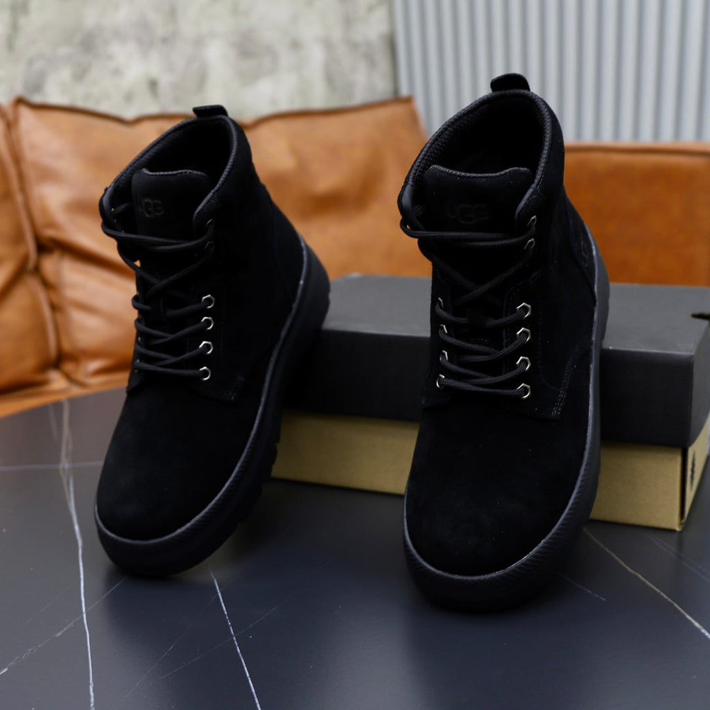 UGG Black Nubuck Lace-Up Winter Boots