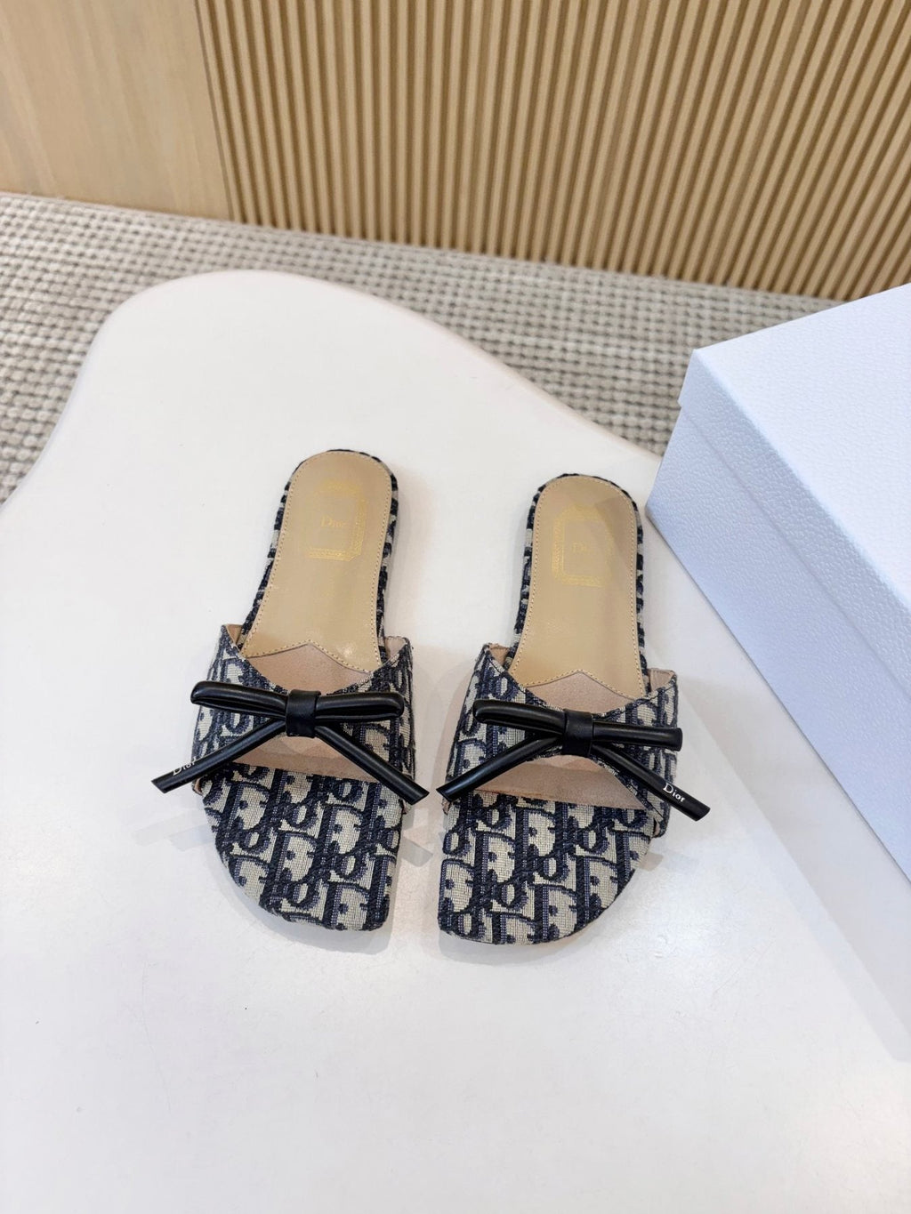 Dior Bow Flat Mule Sandals
